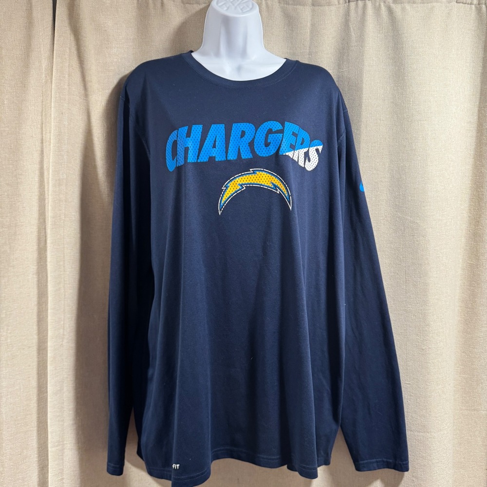 Nike NFL Chargers Long Sleeve Dri-FIT Training Shirt Mens XL Football Bundle